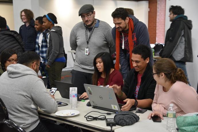 Participants at the NJIT site for Global Game Jam 2019