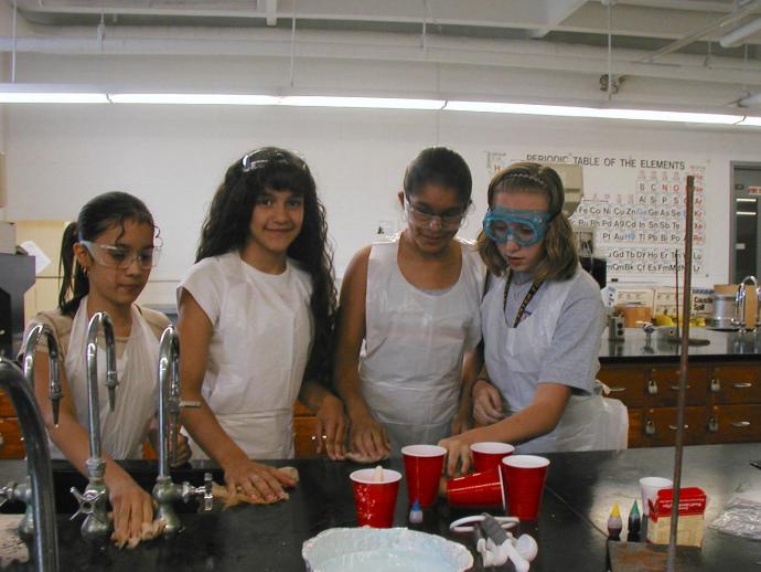 Then aspiring scientist Stephanie Iring (far left) helped conduct an experiment as a CPCP FEMME7 participant.