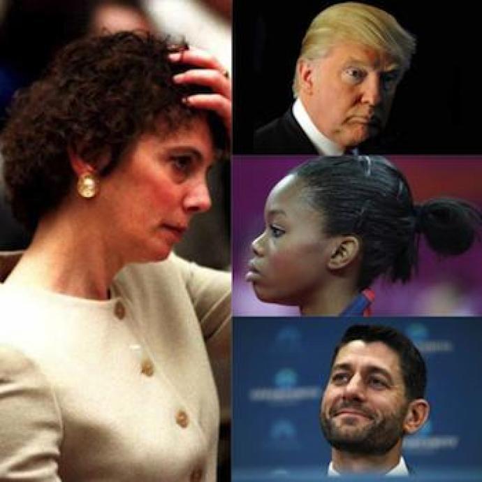 Hairy situations: Marcia Clark, Donald Trump, Gabby Douglas and Paul Ryan have all inadvertently made headlines over their hairstyles.