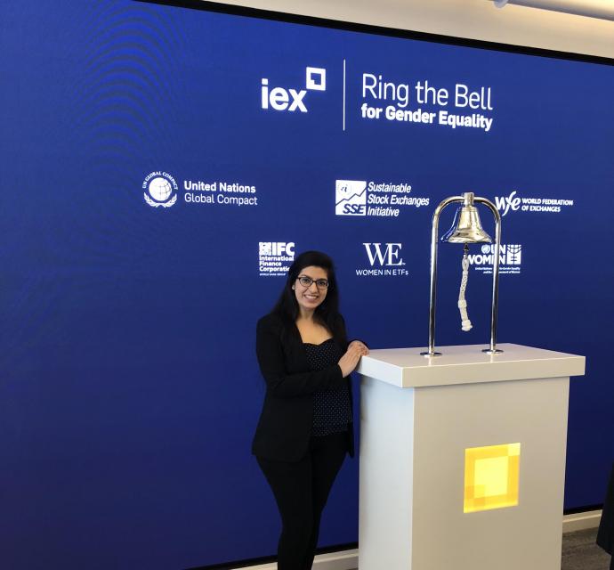 Harpuneet Kaur participated in IEX’s “Ring the Bell for Gender Equality” event, part of the company’s International Women’s Day celebration held March 8. 
