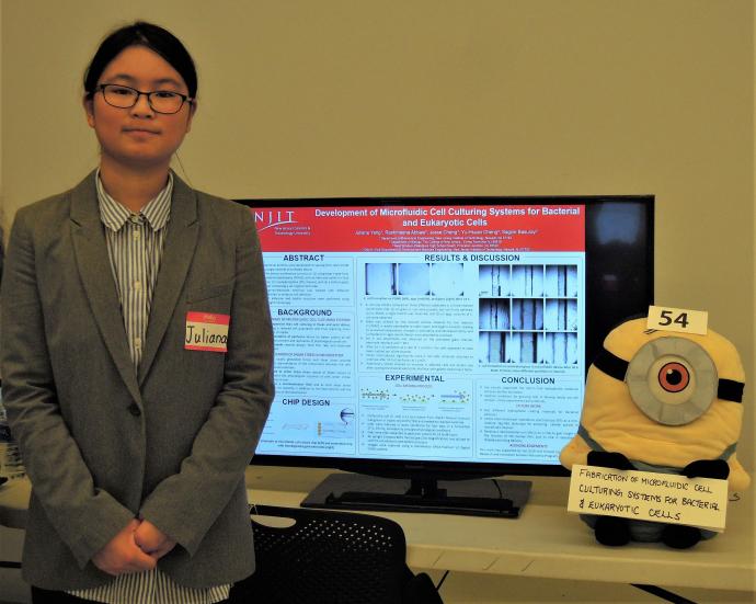 Juliana Yang presented her research in NJIT's Opto and Microfluidics Laboratory at the university's 12th International Undergraduate Summer Research Symposium this past August.