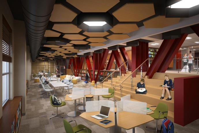 A rendering of La Scuola d’Italia’s future media center, currently under construction in New York City