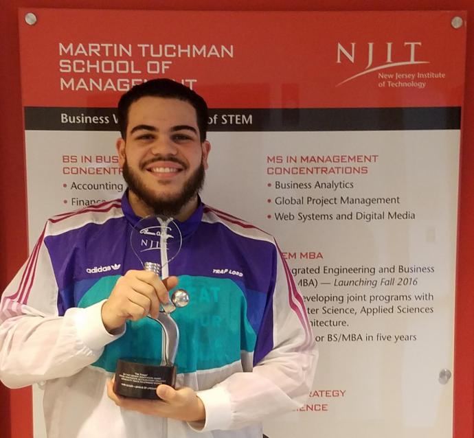Mark Quiles, now a finance/marketing alumnus, won first place for his business, League of Lifeguards, in the 2017 Newark Innovation Acceleration Challenge student competition sponsored by NJIT, Capital One and the Greater Newark Enterprises Corporation. 