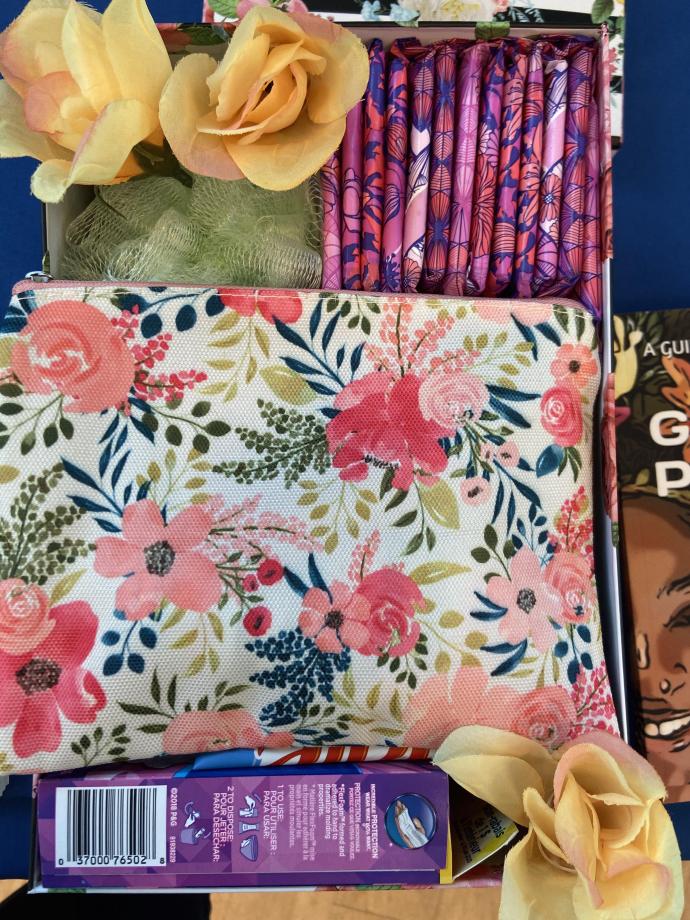 LeShannon Wright’s Turning Tulips offers three monthly subscription options, cancelable at any time, that deliver feminine hygiene products along with extras such as treats and natural pain remedies.