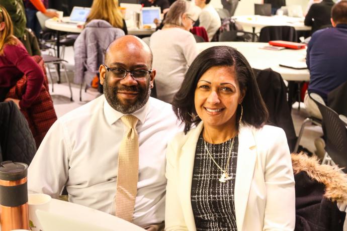 Paulette Salomon and East Orange District Network Manager Curtis Frazier at FRS-NJ Summit at NJIT. 