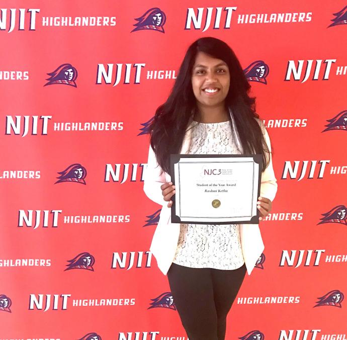 An NJC3 Student of the Year, Rashmi Ketha picked up her certificate at NJIT's Diploma Day. 