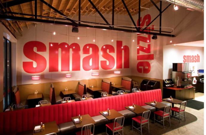 Interior design of a typical Smashburger restaurant