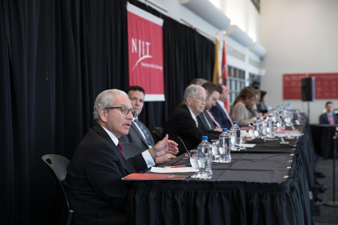 NJIT President Joel S. Bloom during opening remarks at the hearing.