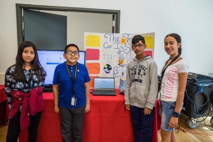 The "Toy Car in Space" team - (from left) Talia Caguana, Dominic Pina, Gustavo Gonzalez and Kiara Solano