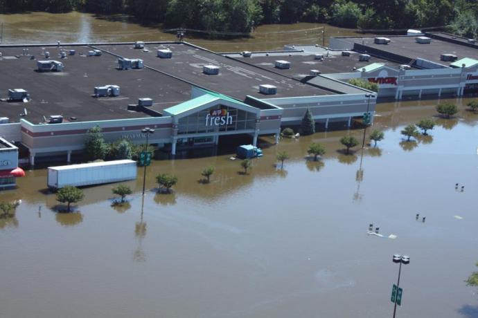 An A&P in the Plaza 23 shopping center in Pequannock is submerged in floodwaters brought on by Hurricane Irene in 2011. 
