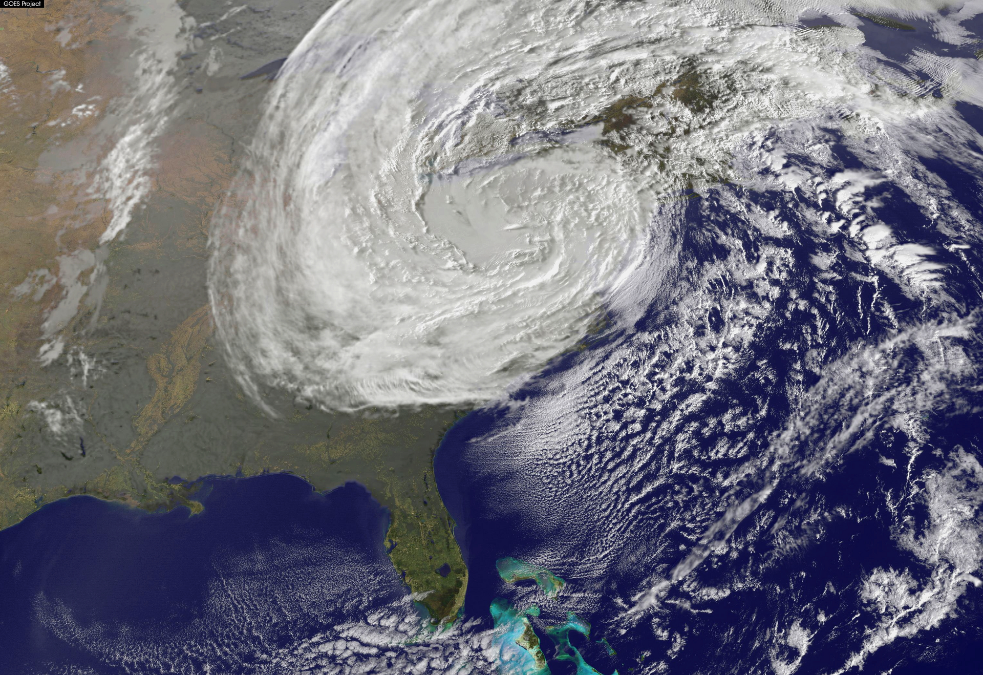Satellite view of Hurricane Sandy, via NASA
