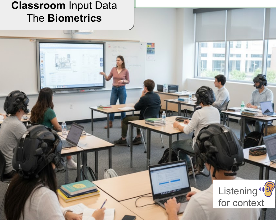 Students using VR headsets in a classroom.