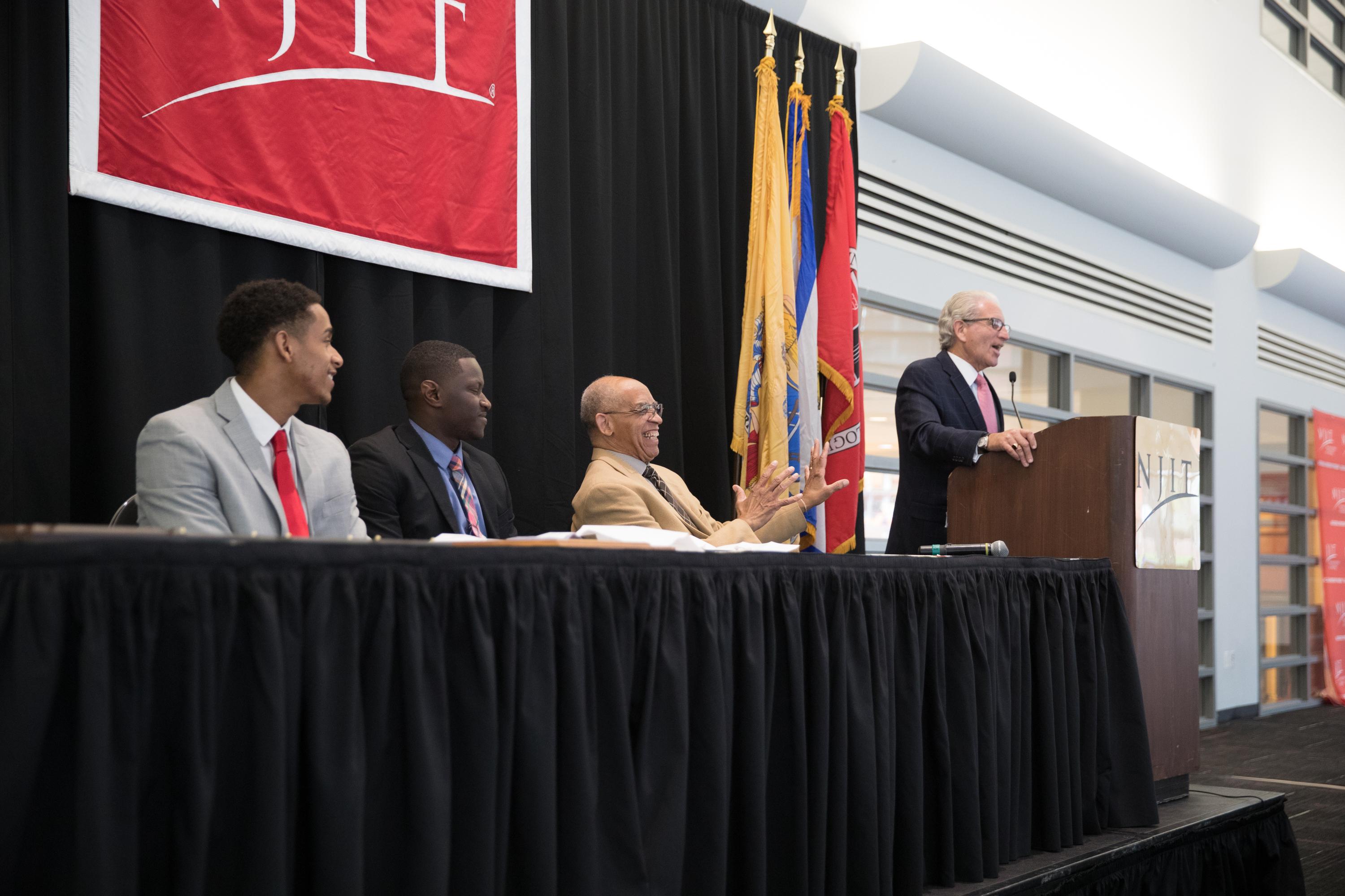 Howell (second from right) and Bloom during the 2017 EOP Awards.
