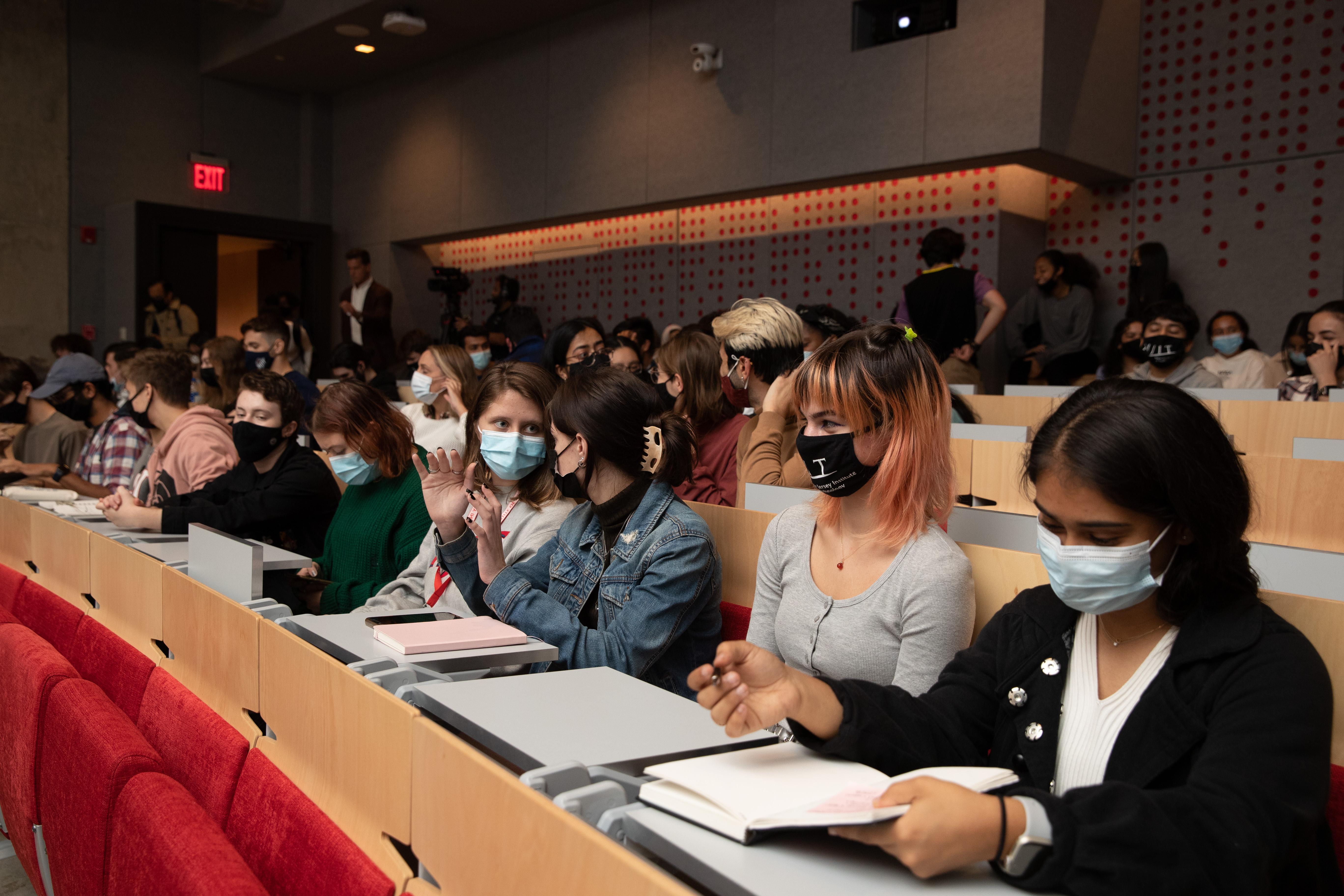 Students attend a lecture by Marion Weiss after the ribbon-cutting ceremony. 