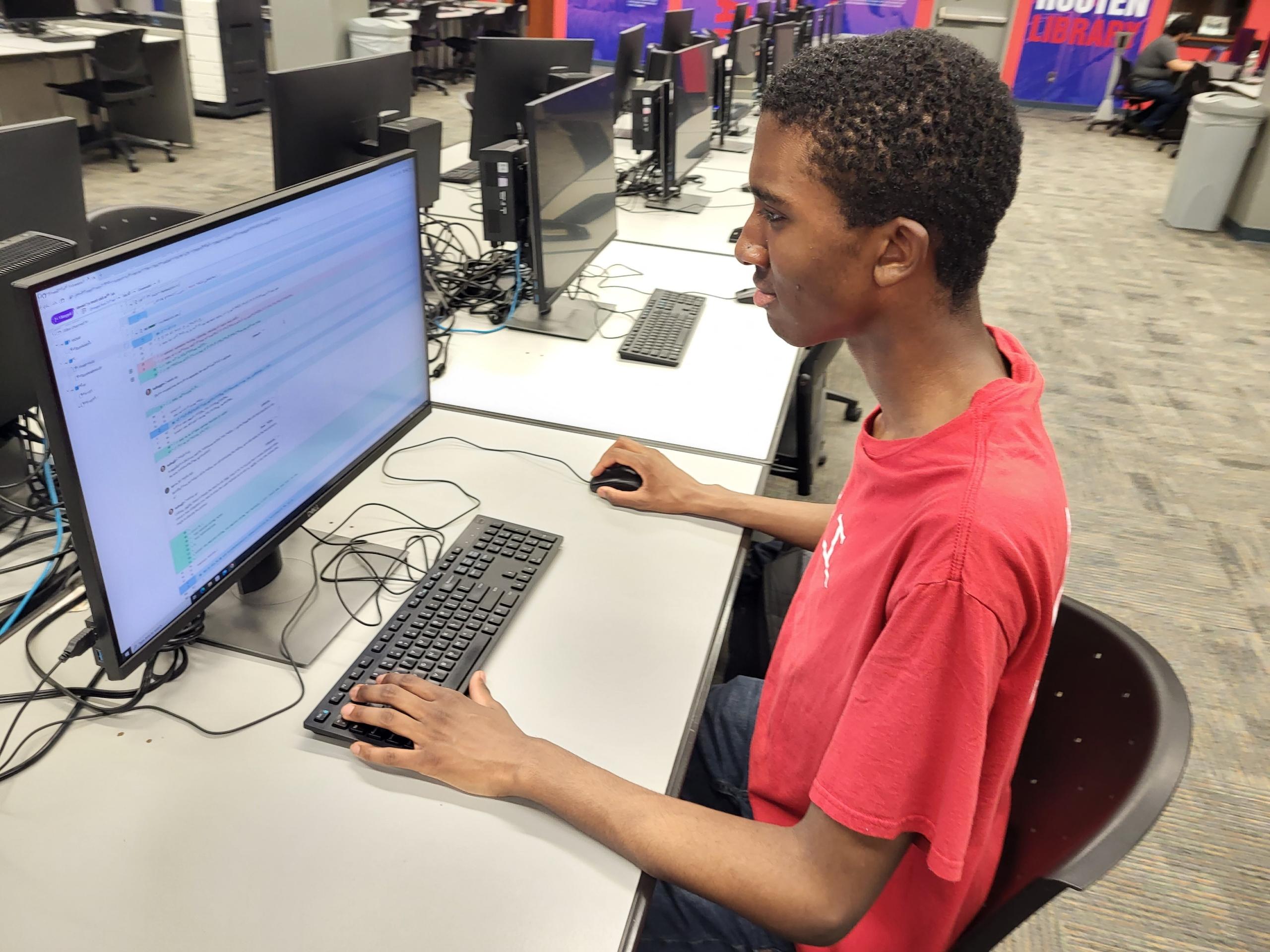 Kevin Diggs working on his summer project
