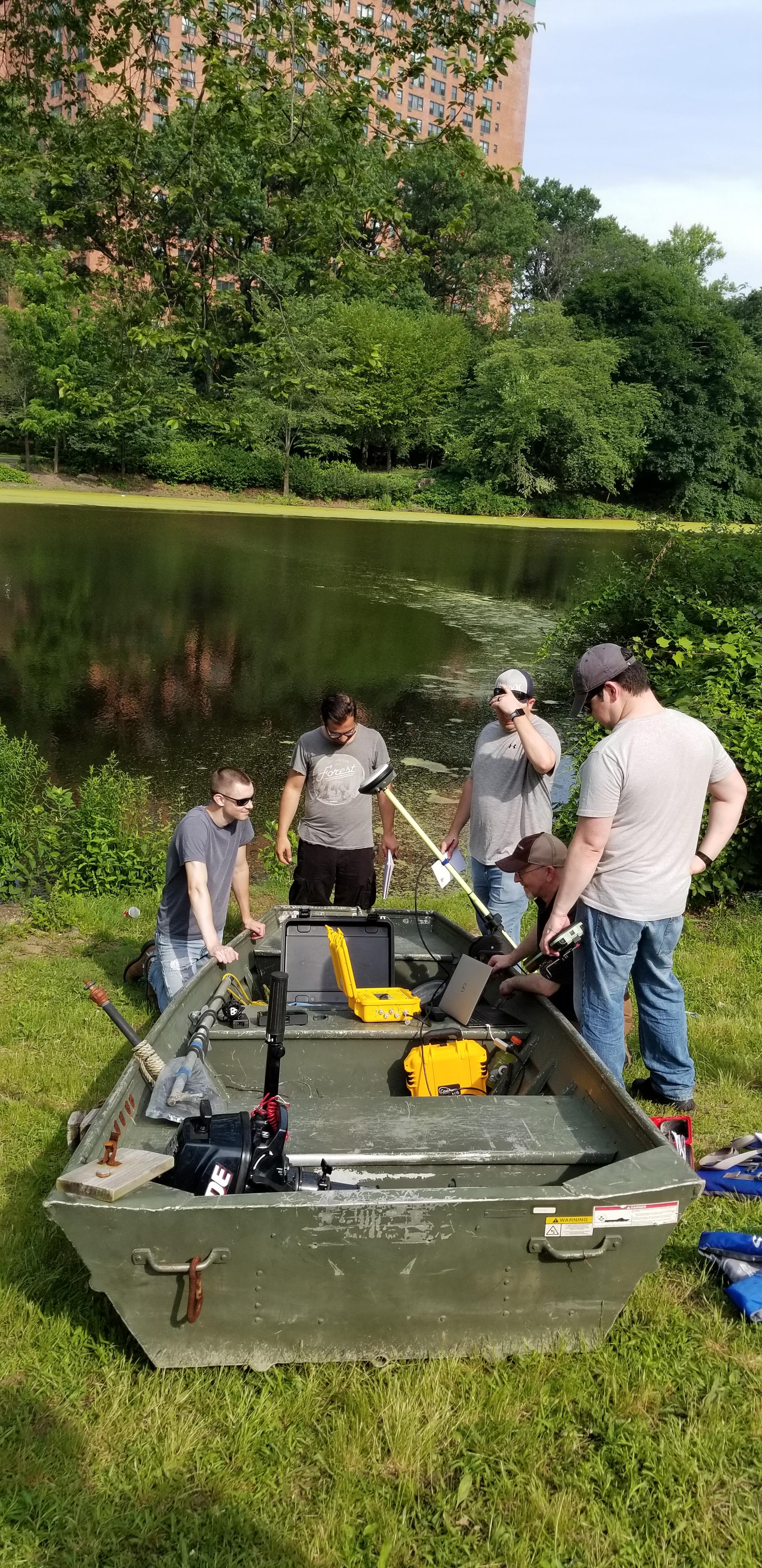 The SET class sets up the hydrographic single-beam sonar system and real-time kinematic GPS unit before deploying the Jon boat.