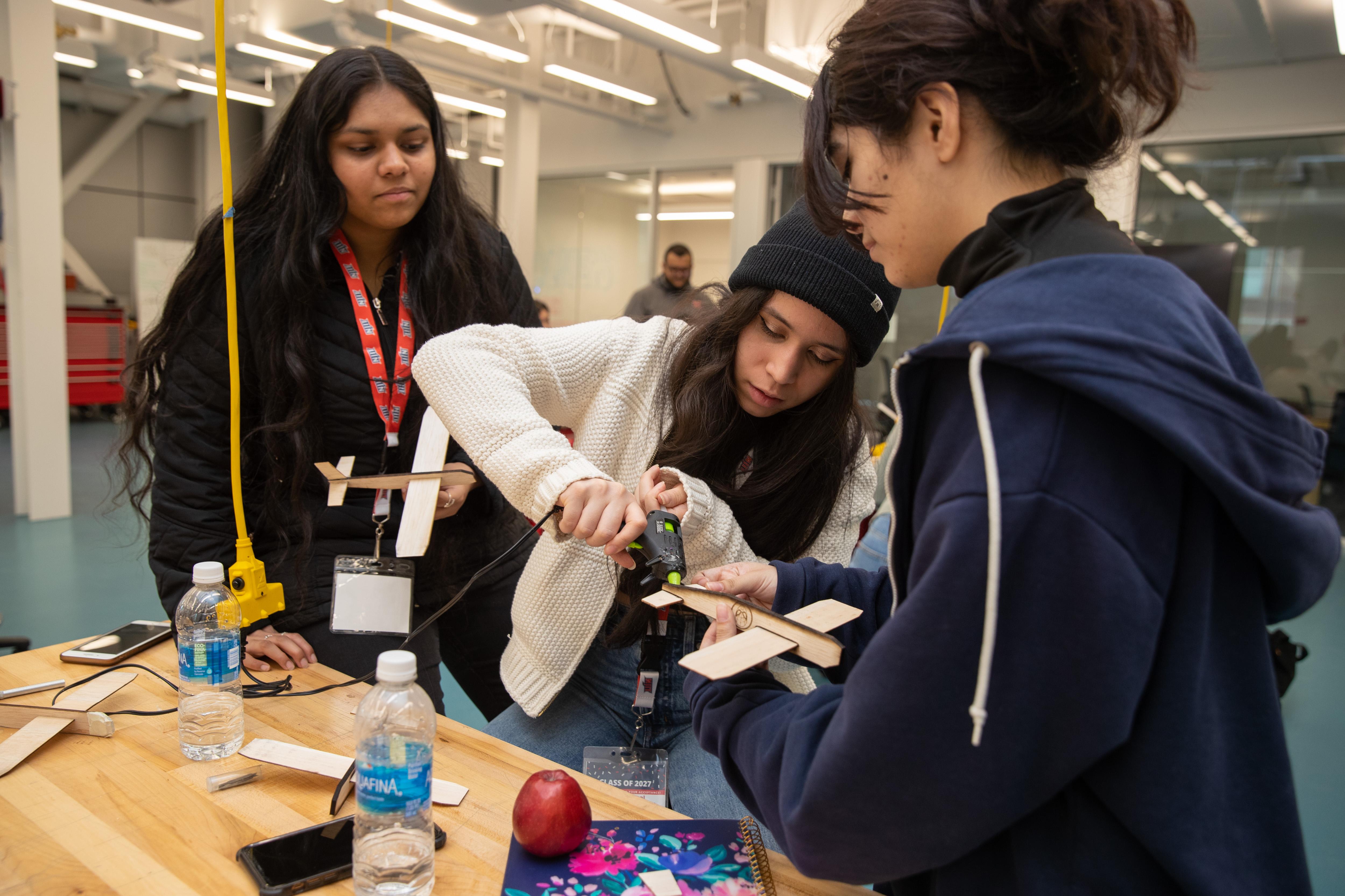Students walked through building a balsa wood airplane from start to finish, using a laser cutter to create the individual pieces.