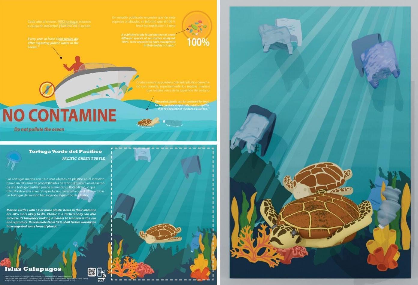 El proyecto titulado “Galapagos Islands Awareness Campaign”, que le valió a Mejía una mención de honor en la Muestra de Diseño del Hillier College of Architecture and Design.