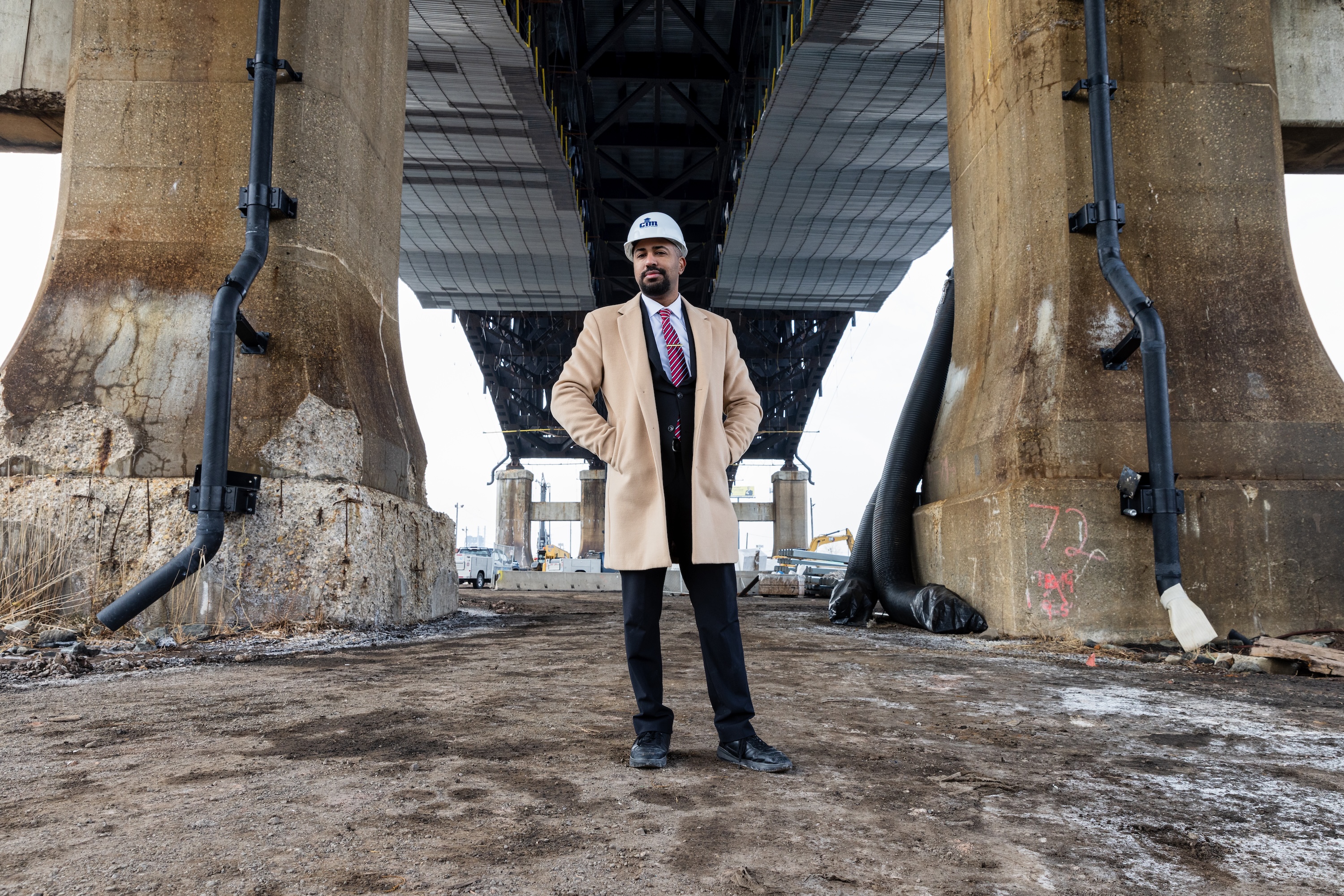 Under the Pulaski Skyway, Hussein is addressing pier repairs.