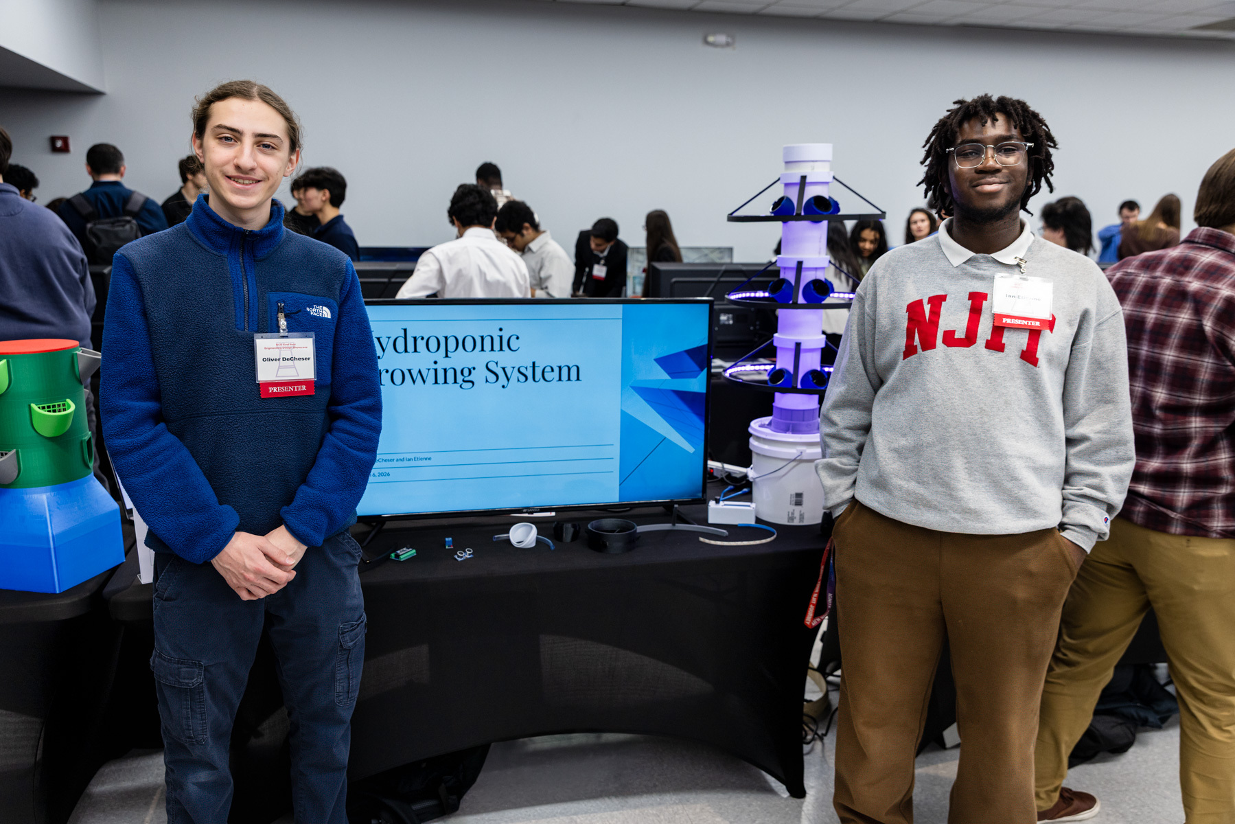 Oliver DeCheser and Ian Etienne won first place for their hydroponic garden system.