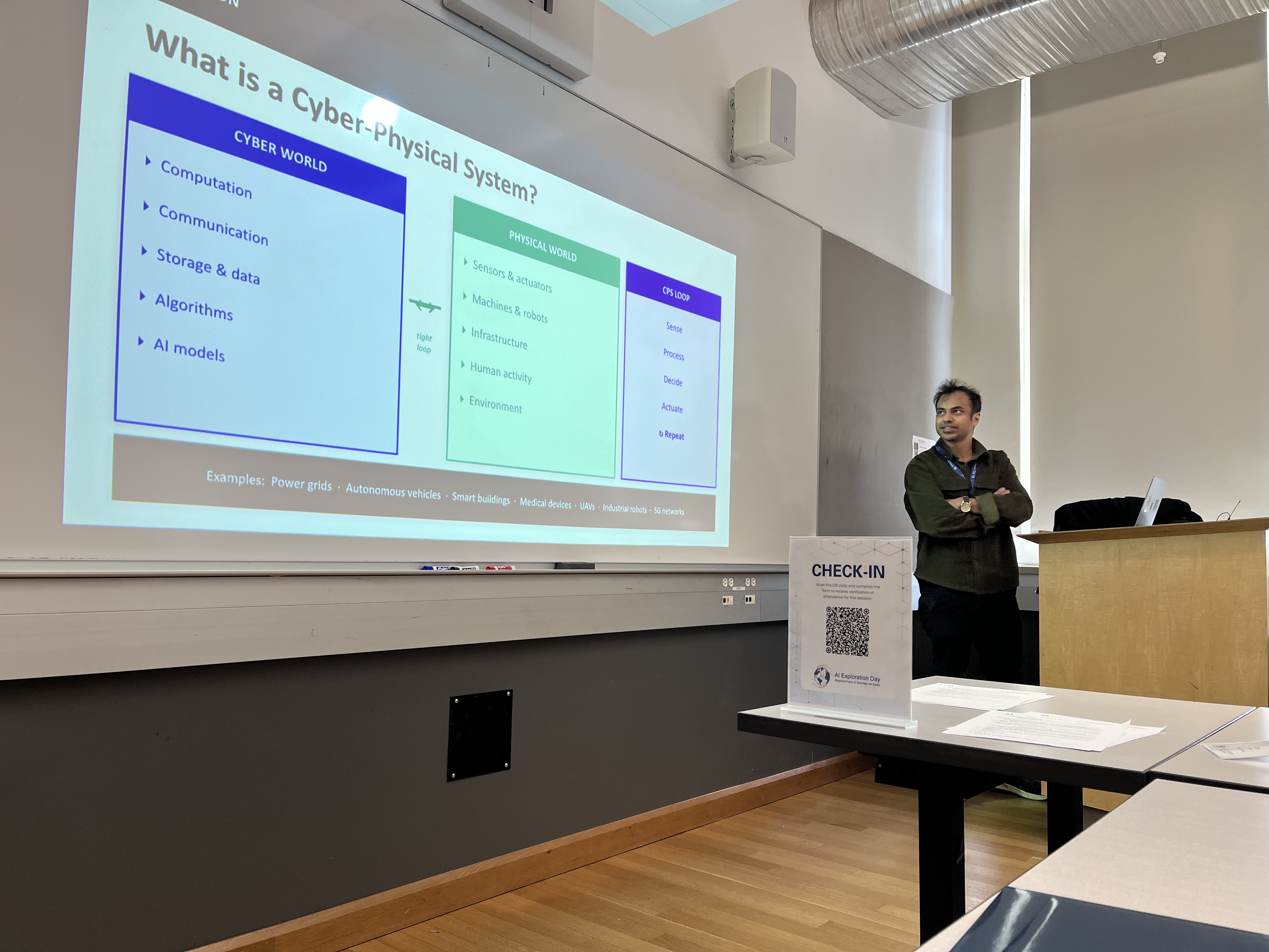 Presenter Arnob Ghosh discusses cyber-physical interfaces.