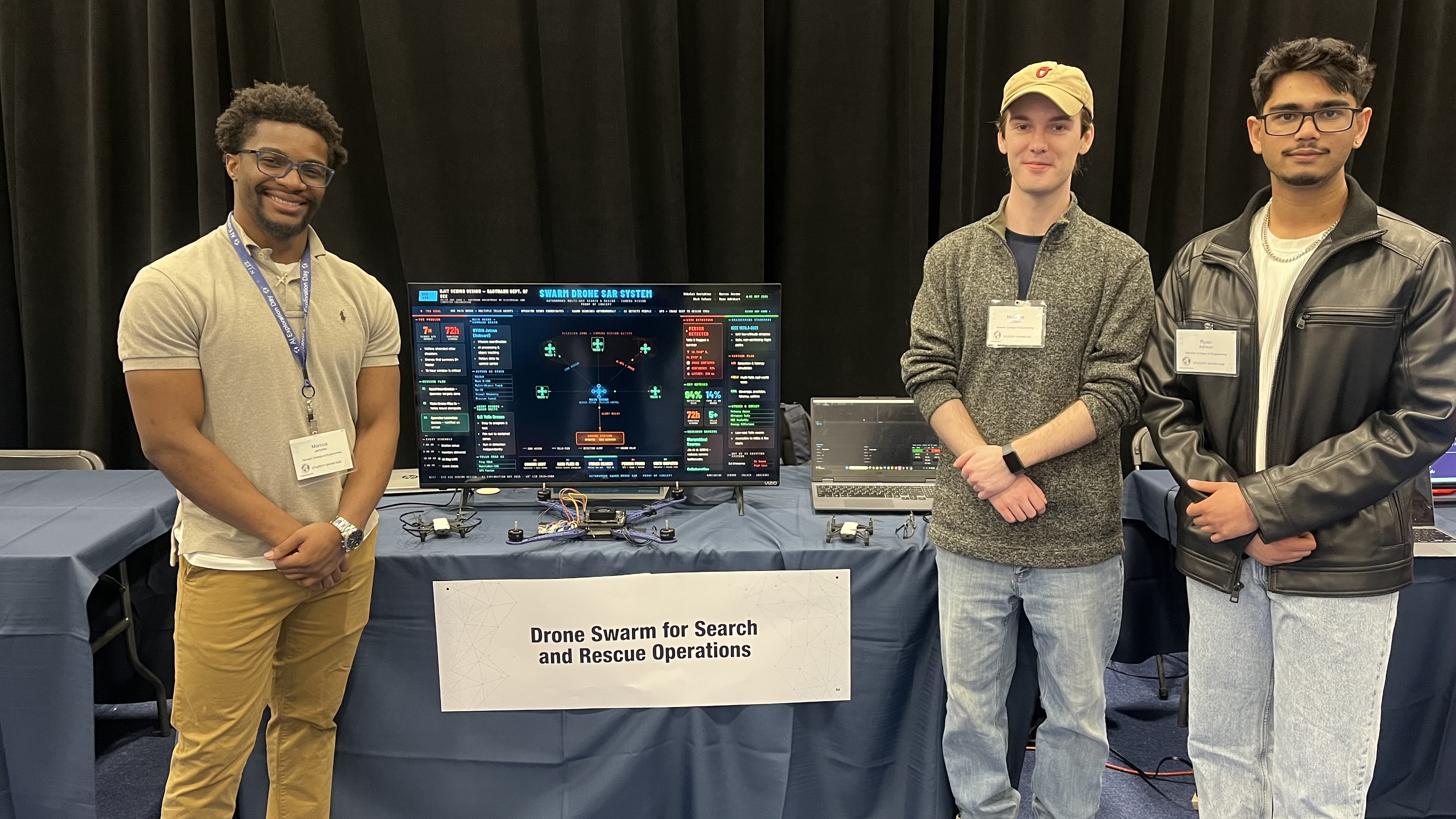 NJIT seniors Marcus Jerome, Nicholas Colaco and Ryan Adhikari presented "Drone Swarm for Search and Rescue Operations."