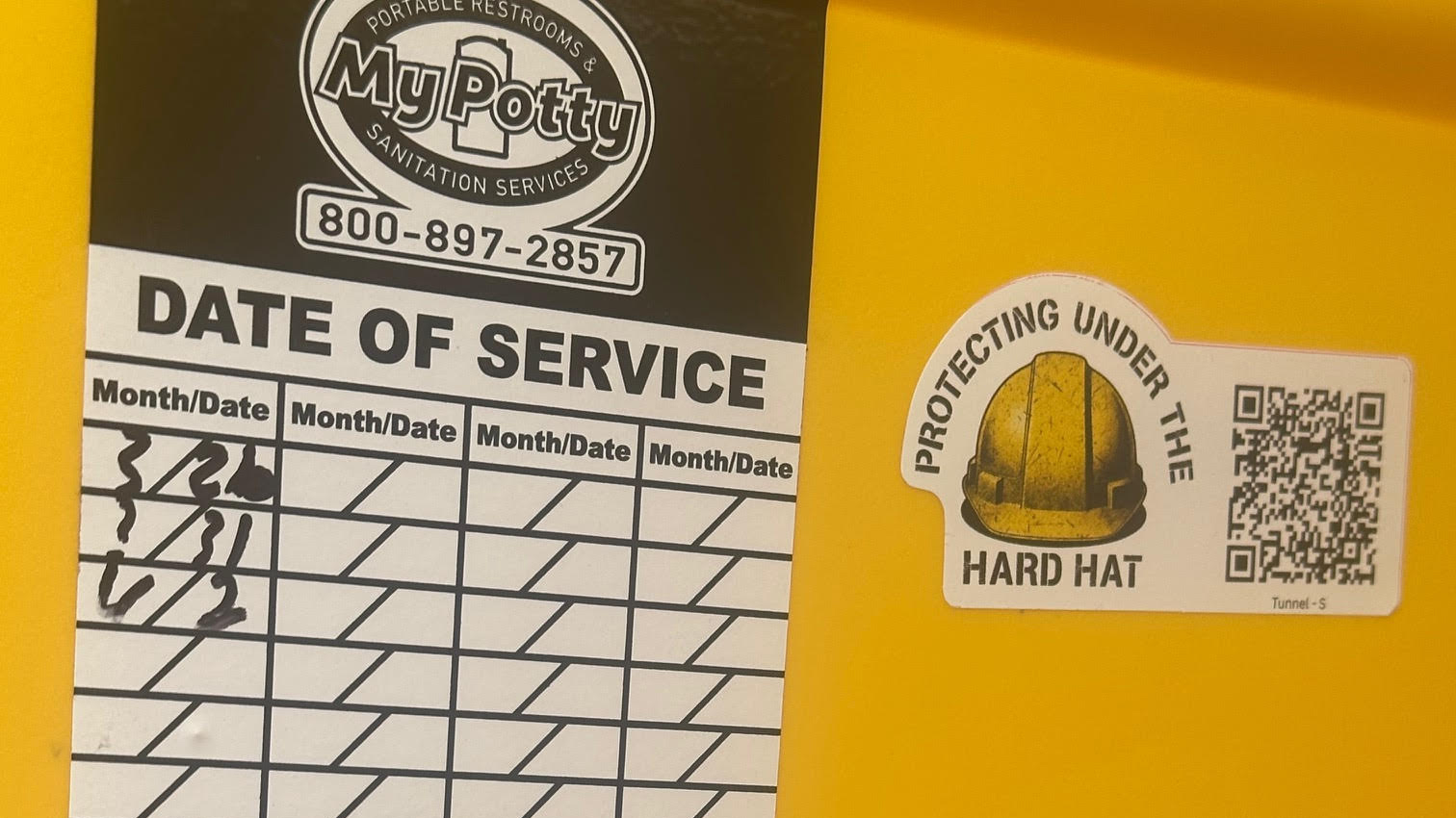 On construction sites, portable restrooms provide privacy for scanning the survey's QR codes and answering questions about mental health.