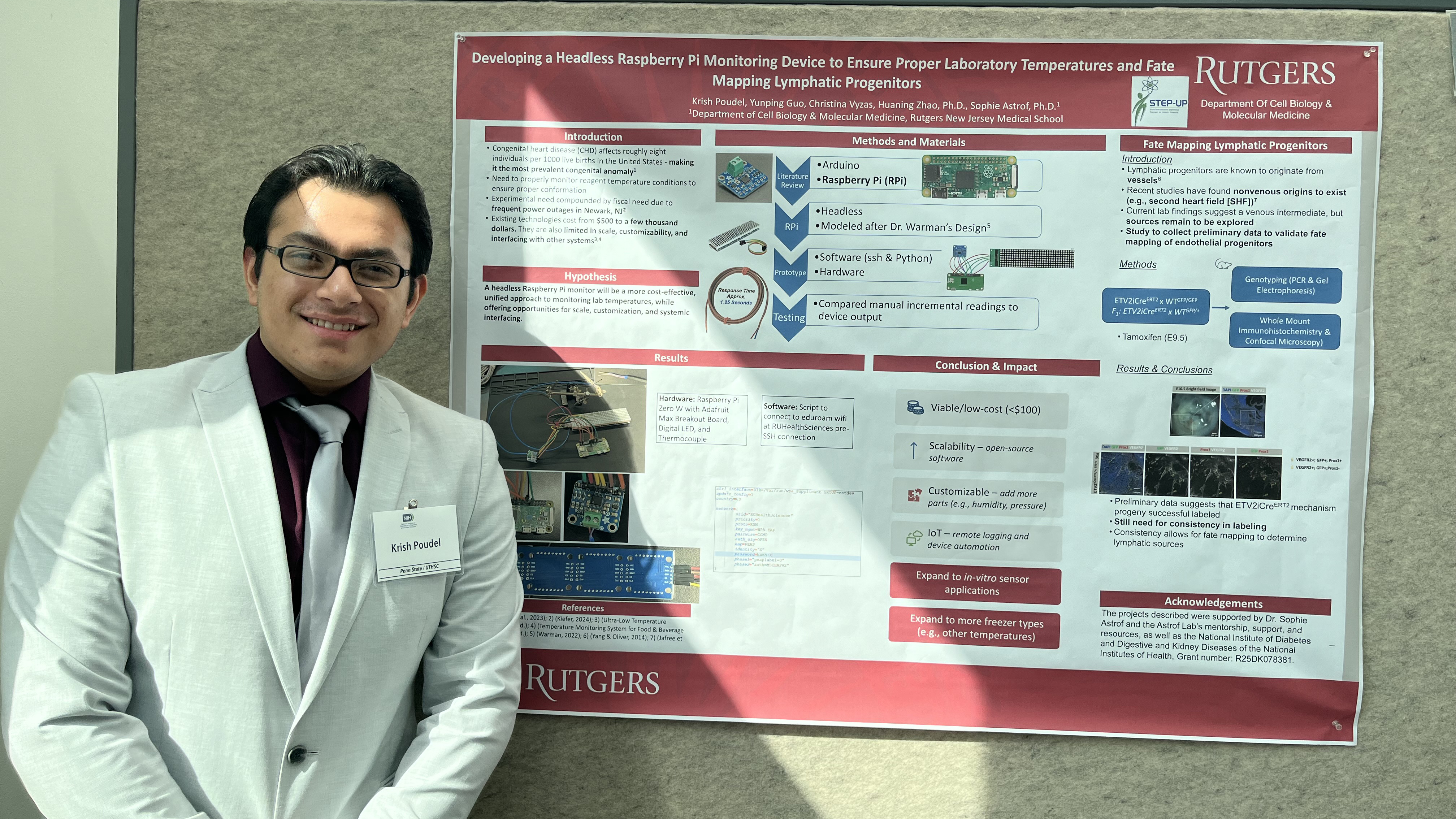 In 2024, Poudel presented a poster at the NIDDK Research Symposium, held in the National Institutes of Health Headquarters in Bethesda, Maryland.