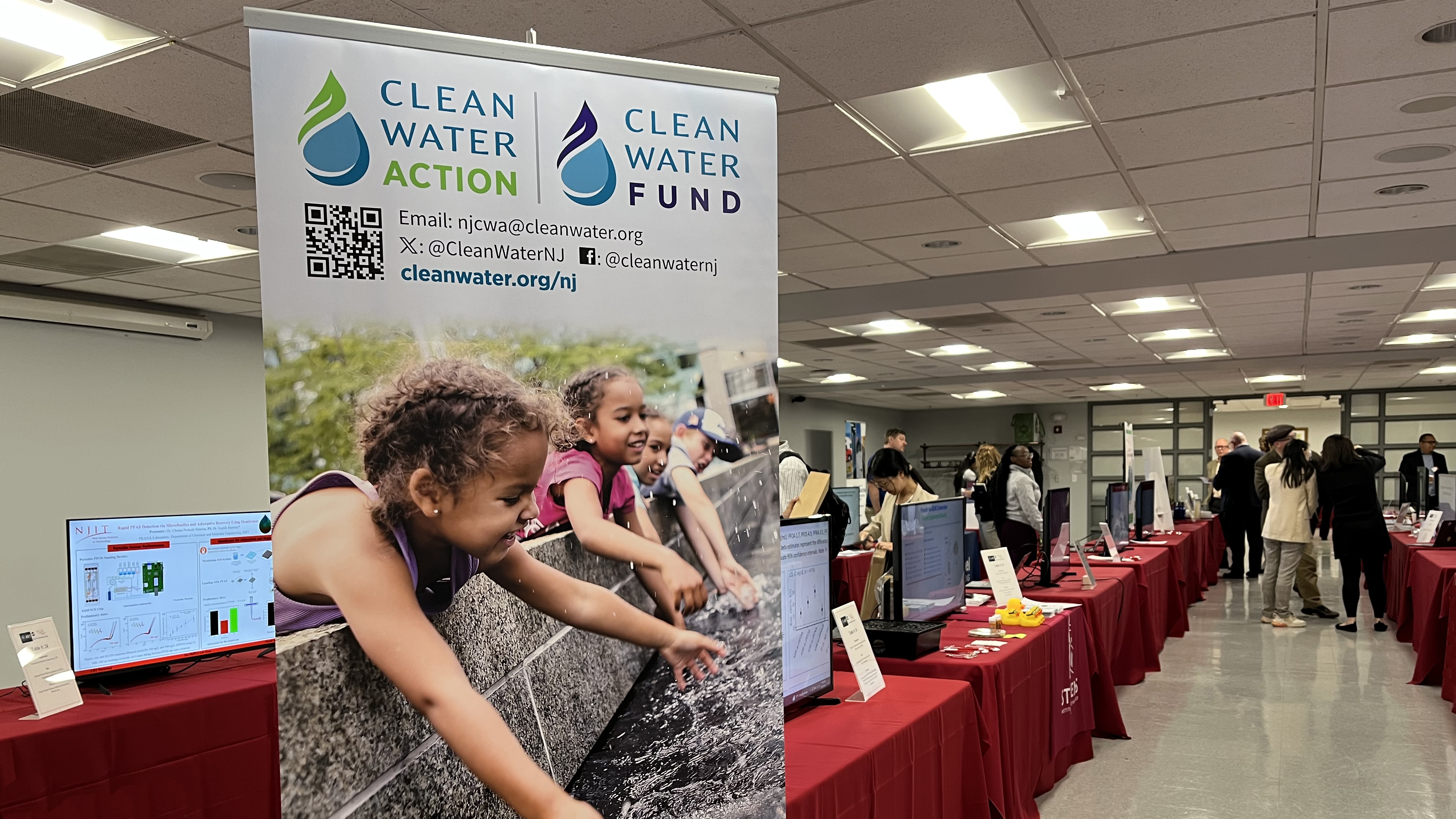 A display at the CTR Workshop on Translational Research and Technology Innovations for PFAS Decontaminations, held at NJIT April 24, 2026.
