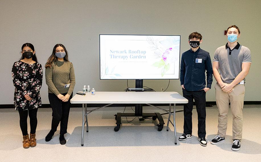 (L to R) Teammates Sriya Chinthalapudi, Disha Patil, Ben McCabe, Andrew Dragoslavic