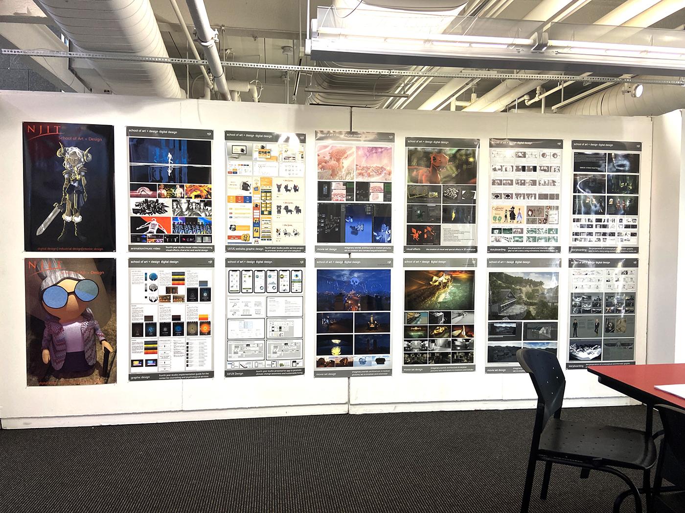Digital design student work exhibited for NASAD visit