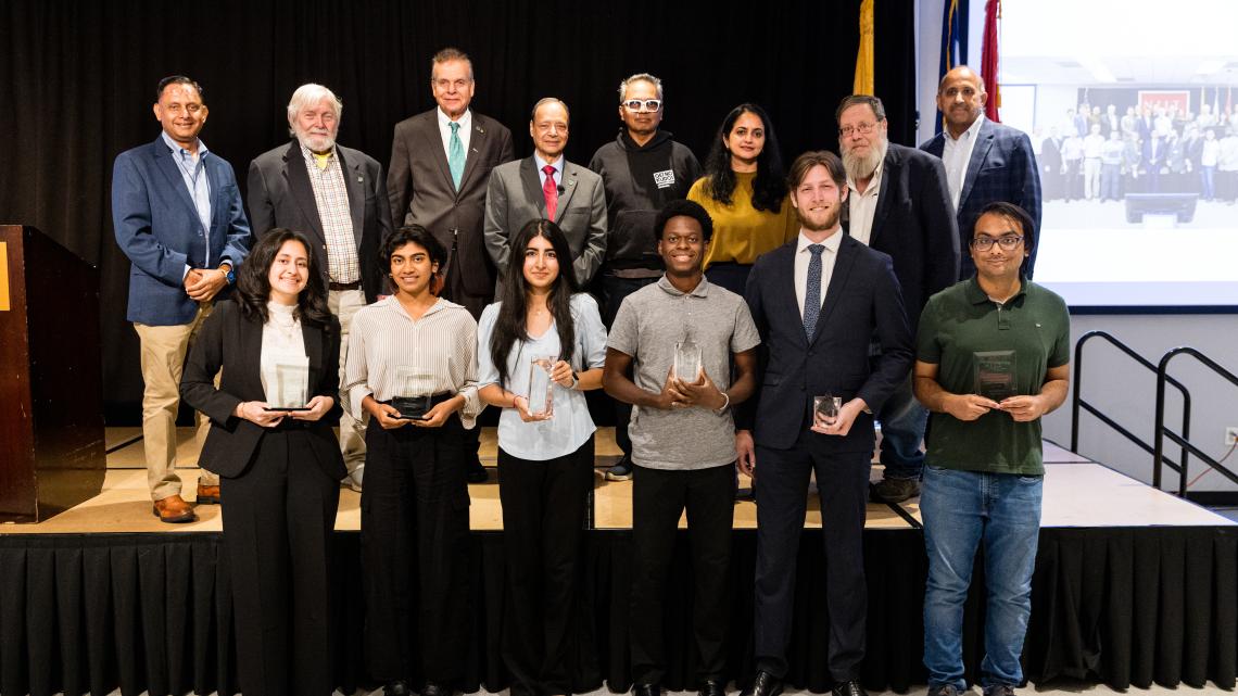 Judges and winners of NJIT's Undergraduate Research and Innovation symposium.