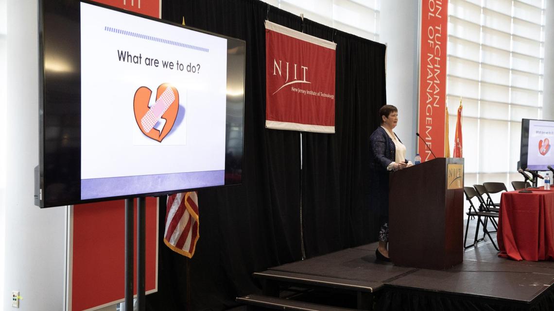 Wendy Nilsen, of the NSF Smart and Connected Health Program, delivers a keynote address at the Leir Research Institute conference.