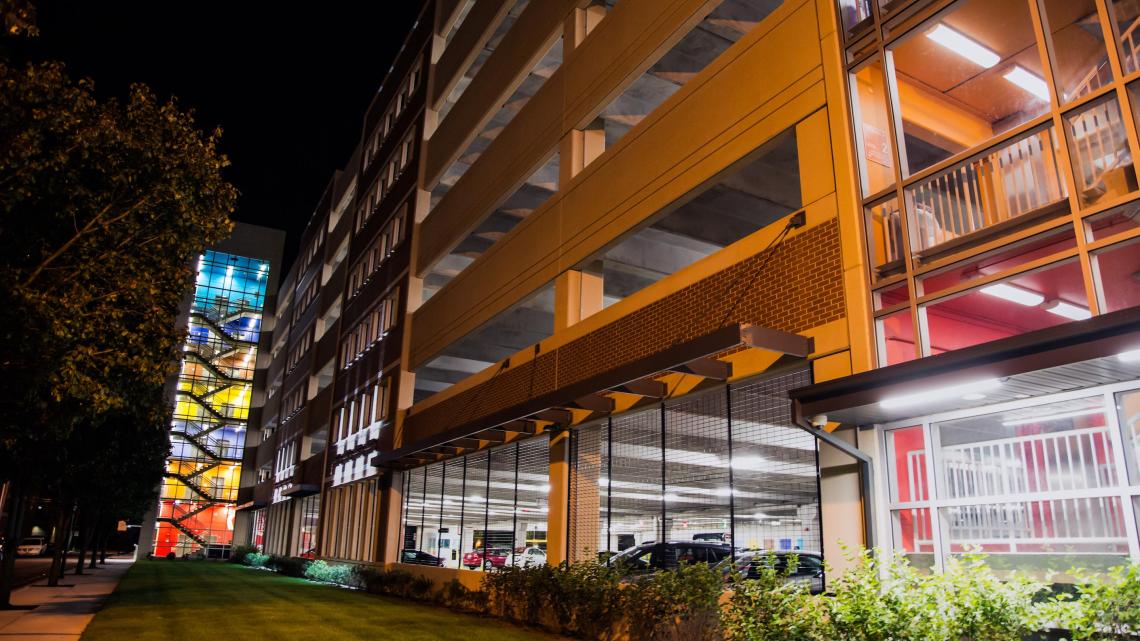 NJIT New Parking Deck at night