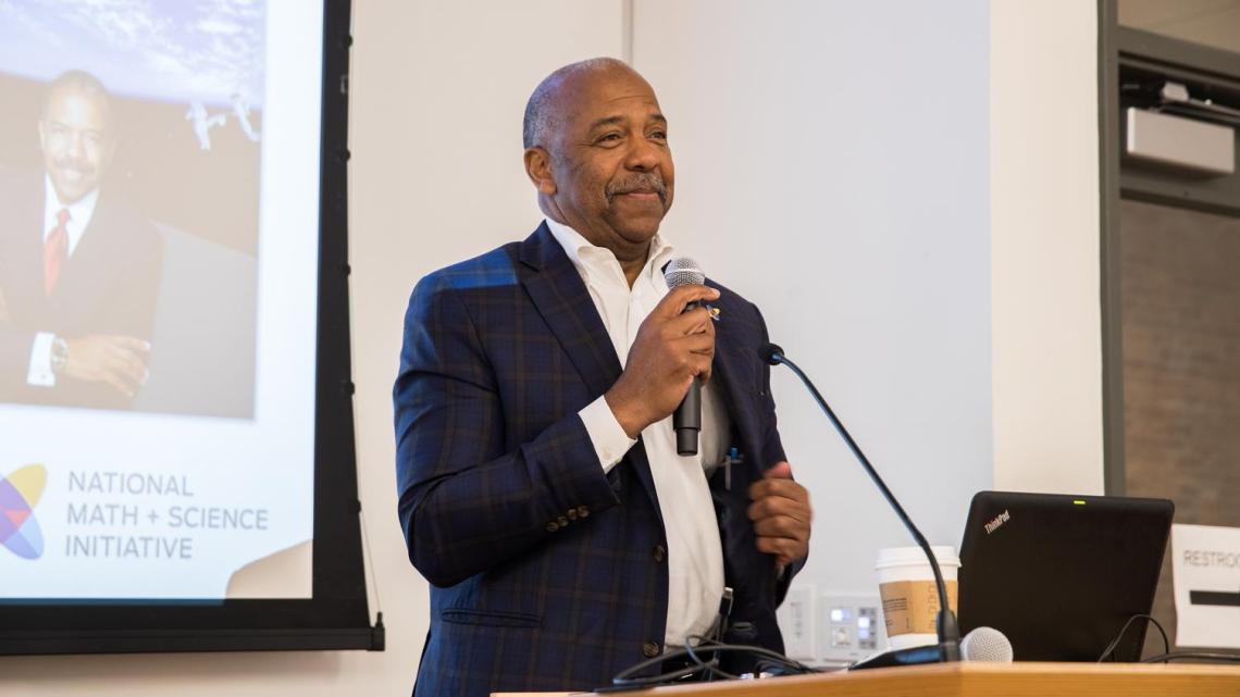 Bernard Harris speaking at STEM forum in 2018
