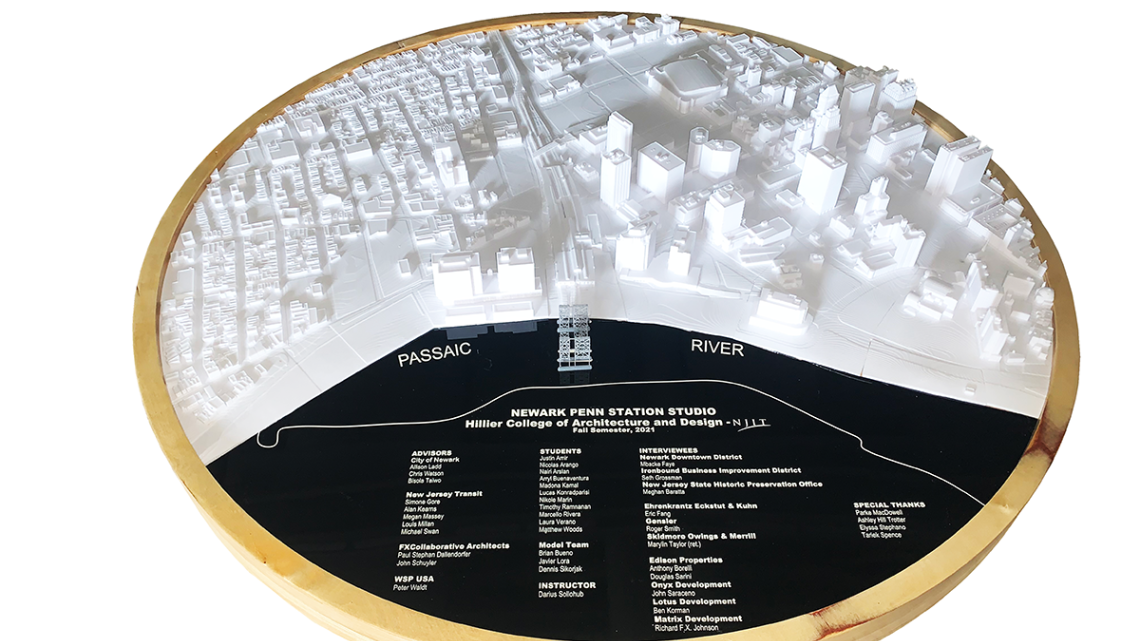 3D printed model of the Newark Penn Station and Environs