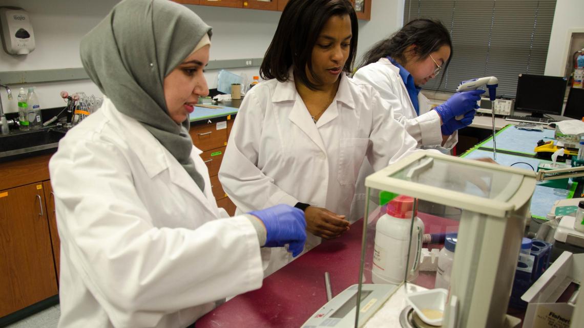 Biomecial engineer Treena Arinzeh and students
