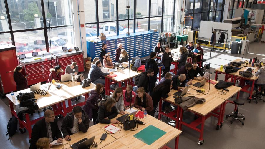 New Jersey educators attend a hands-on workshop at NJIT's Makerspace.