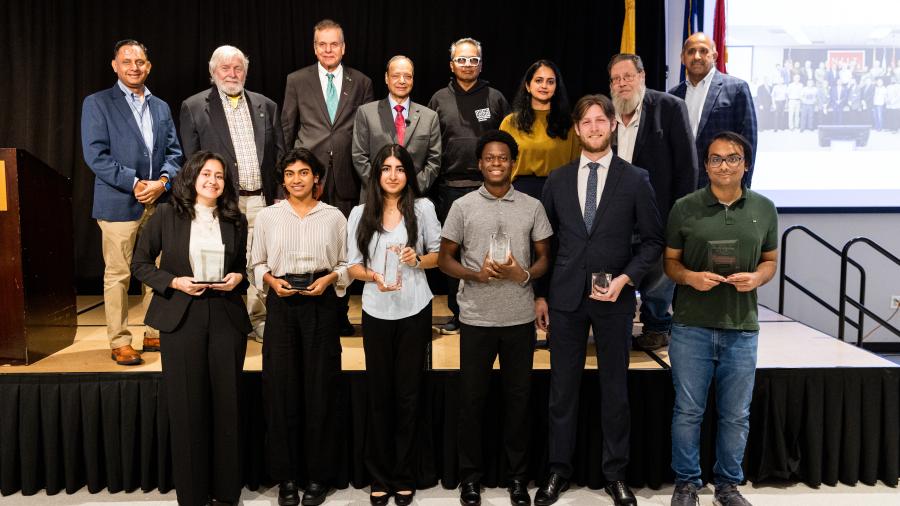 Judges and winners of NJIT's Undergraduate Research and Innovation symposium.