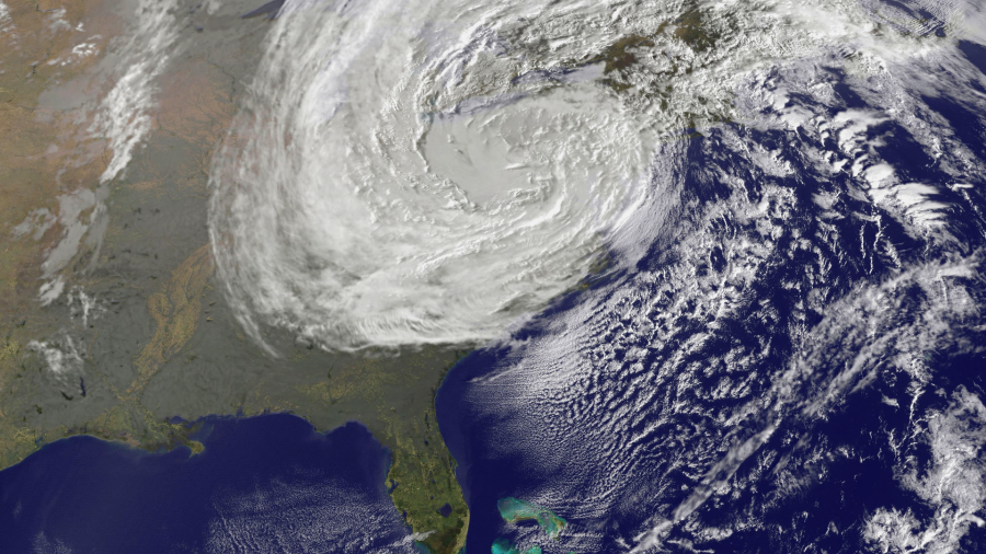 Satellite view of Hurricane Sandy, via NASA