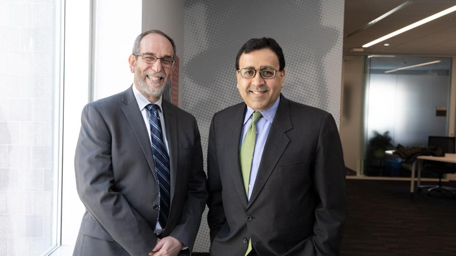 (From left) Martin Tuchman School of Management professors Michael Ehrlich and Rajiv Mehta
