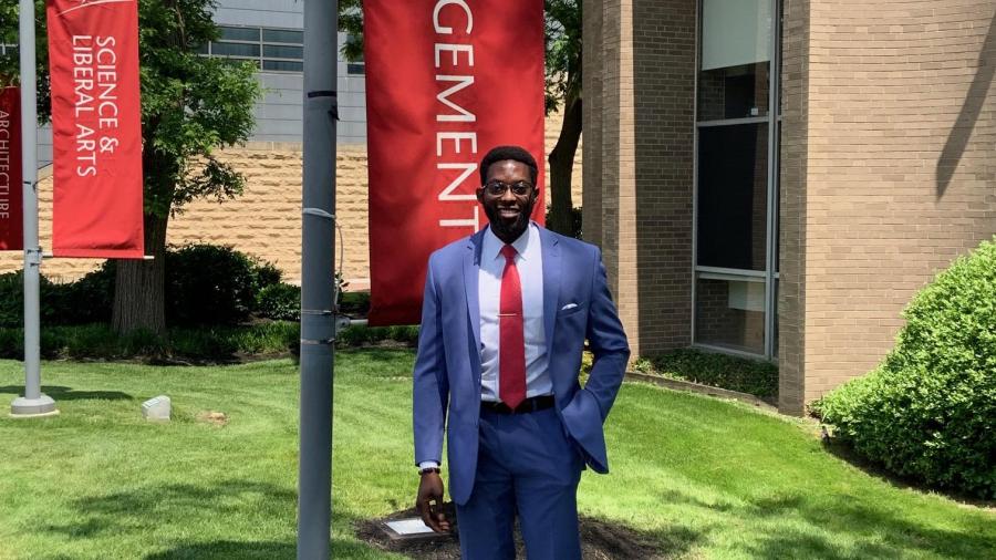 School of Management student and pushup star Kwame Sarfo
