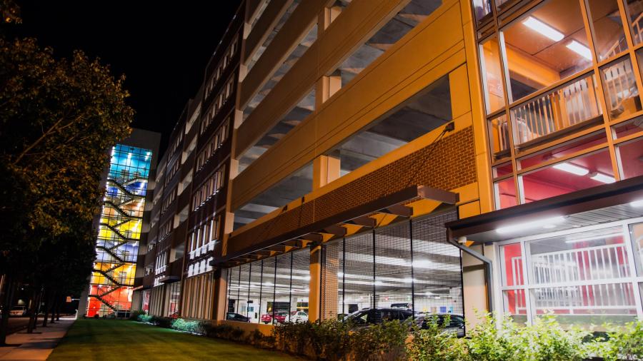 NJIT New Parking Deck at night