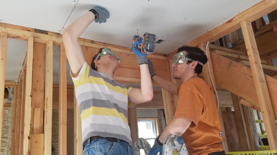 At this house in Bayville, N.J., NJIT students participate in the Sandy Rebuild project in partnership with SBP, “a leader in disaster resilience and recovery.”