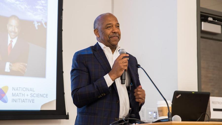 Bernard Harris speaking at STEM forum in 2018