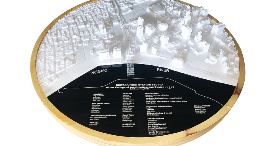 3D printed model of the Newark Penn Station and Environs