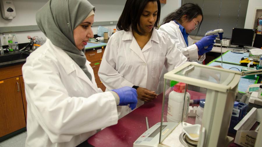 Biomecial engineer Treena Arinzeh and students