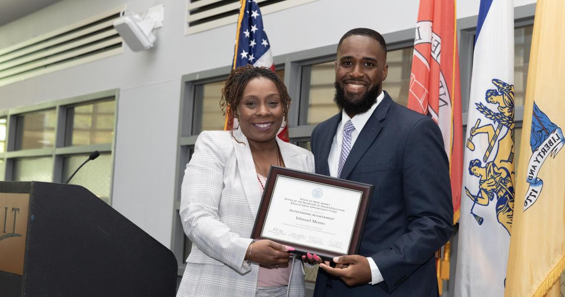 Crystal Smith, EOP's newly appointed director, with now EOP alumnus Ishmael Menns '19