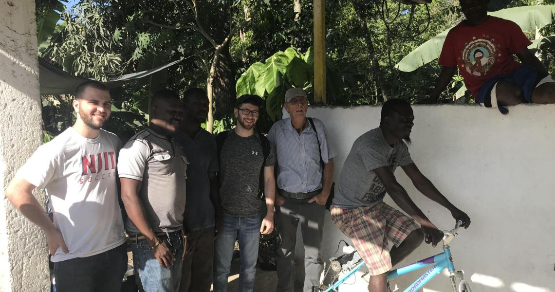 Engineering students Matt Reda and Rudolph Brazdovic, representing the New Jersey chapter of Engineers Without Borders, last year built and installed a cellphone charging station – a modified bicycle with a back wheel that turns a generator, producing 20 