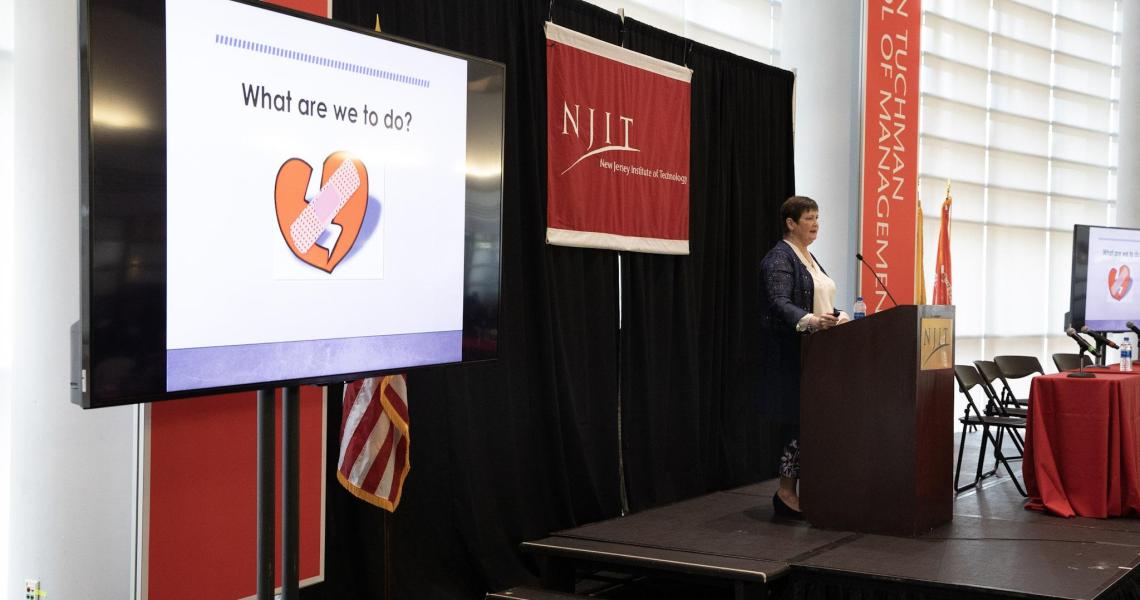 Wendy Nilsen, of the NSF Smart and Connected Health Program, delivers a keynote address at the Leir Research Institute conference.